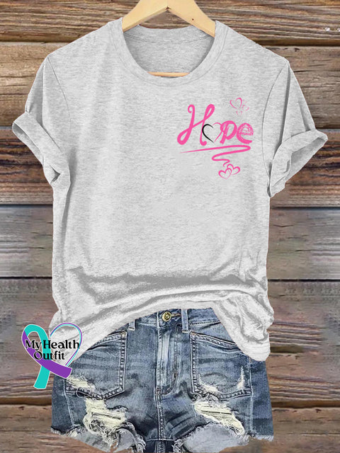 Hope Printed Casual Round Neck Short Sleeve T-Shirt White / S