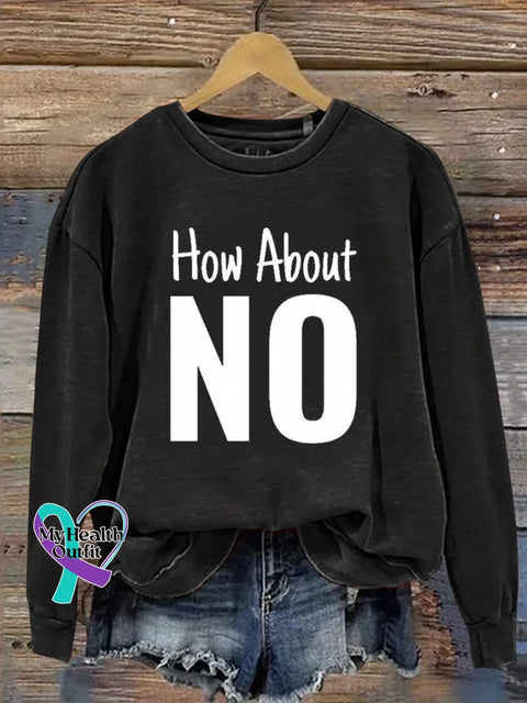 How About No Print Casual Sweatshirt Black / S