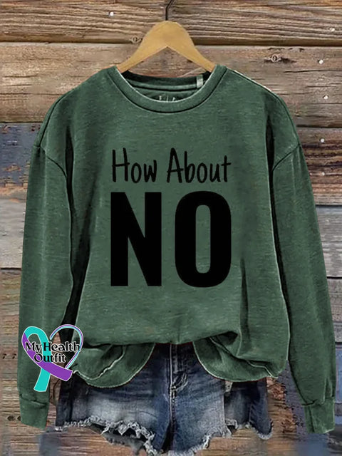 How About No Print Casual Sweatshirt Green / S
