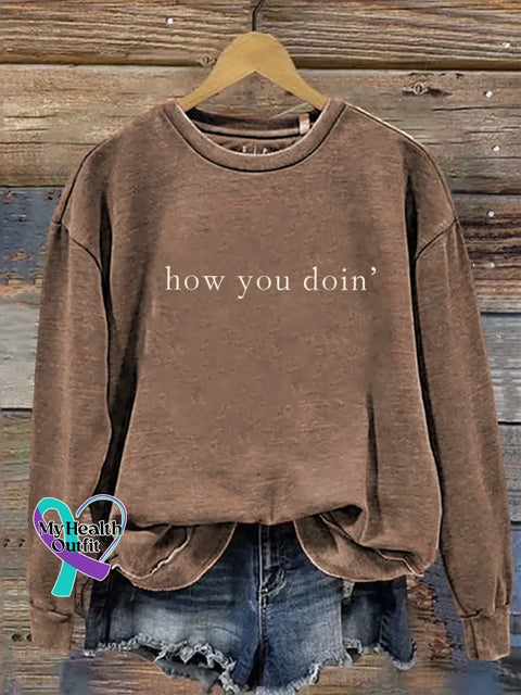 How You Doin’ Print Casual Sweatshirt Brown / S