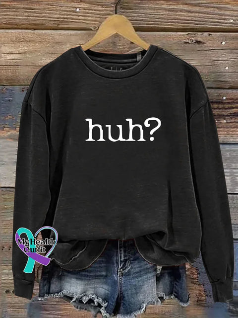 Huh? Print Casual Sweatshirt Black / S