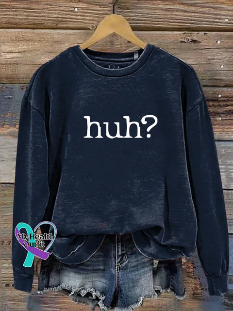 Huh? Print Casual Sweatshirt Blue / S