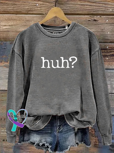 Huh? Print Casual Sweatshirt Grey / S