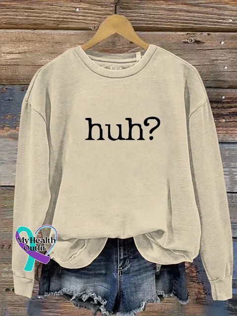 Huh? Print Casual Sweatshirt Sand / S
