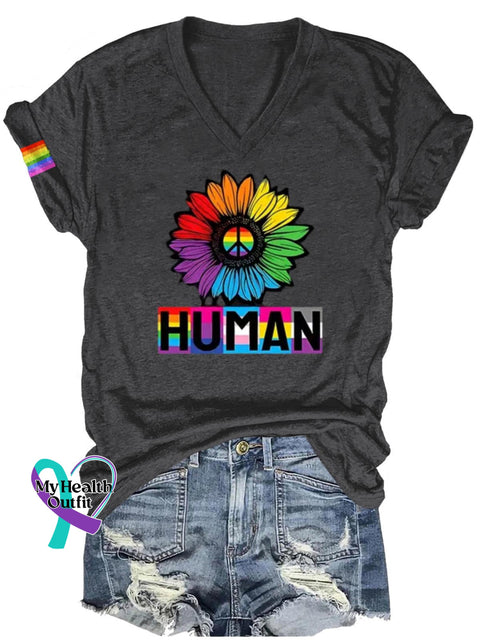 Human Lgbt Art Print Casual T-Shirt Black / S