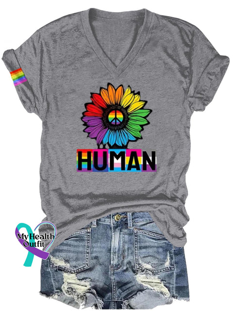 Human Lgbt Art Print Casual T-Shirt Grey / S