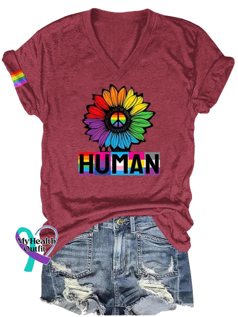 Human Lgbt Art Print Casual T-Shirt Maroon / S