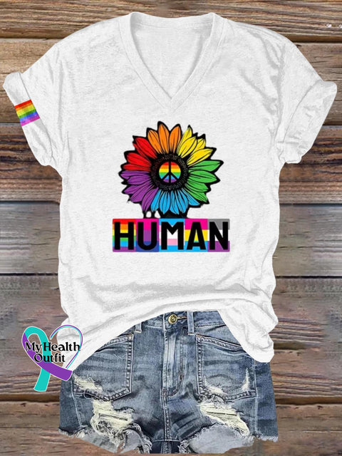 Human Lgbt Art Print Casual T-Shirt White / S