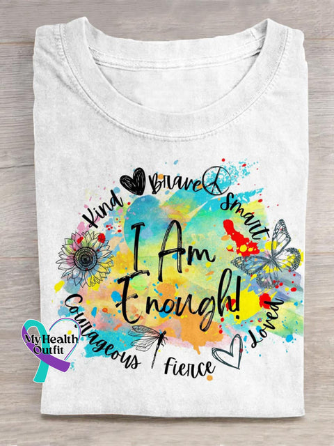 I Am Enough Art Print Casual T-shirt White / S