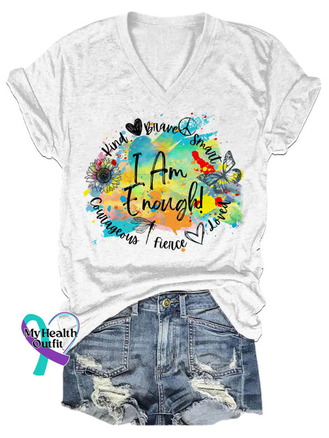 I Am Enough Print T-Shirt White / S