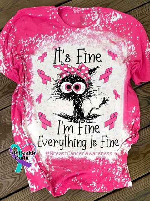 I Am Fine Breast Cancer Awareness Casual T-Shirt Multicolor / S
