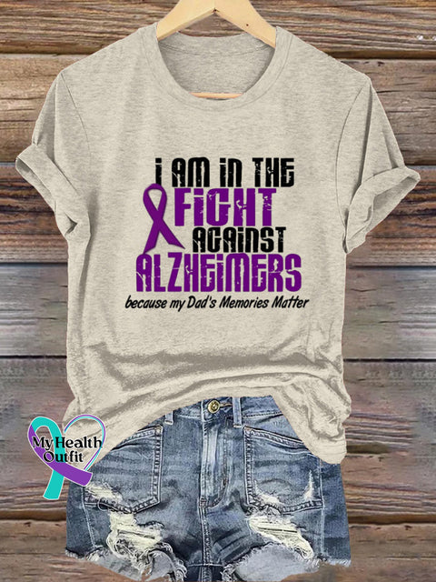 I Am In The Fight Against Alzhemers Short Sleeve Casual t-Shirt Beige / S