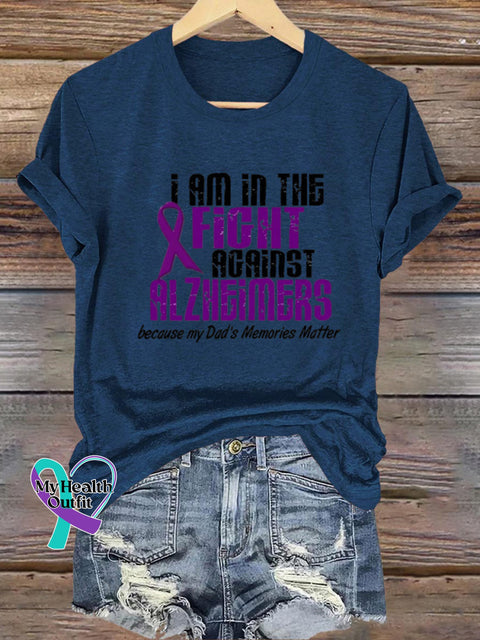 I Am In The Fight Against Alzhemers Short Sleeve Casual t-Shirt NavyBlue / S