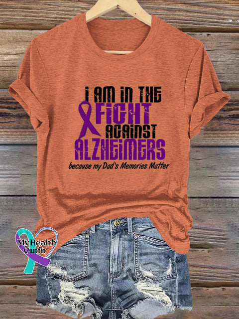 I Am In The Fight Against Alzhemers Short Sleeve Casual t-Shirt Orange / S
