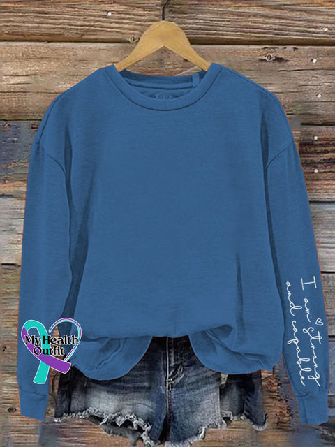 I Am Strong And Capable Positive Affirmations Art Pattern Print Casual Sweatshirt Blue / S