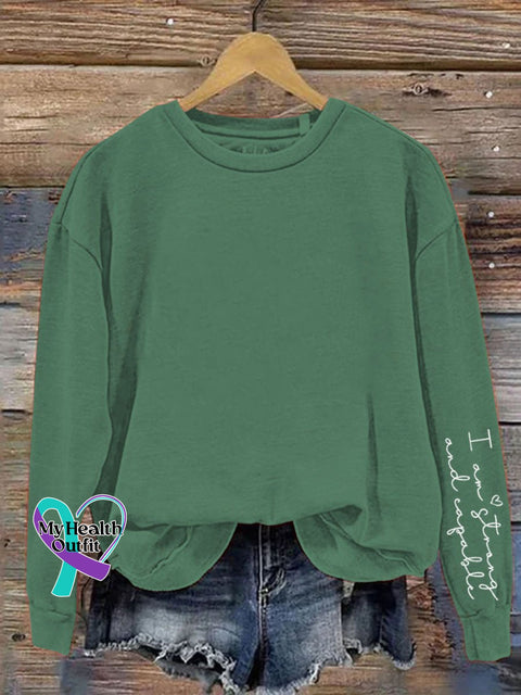 I Am Strong And Capable Positive Affirmations Art Pattern Print Casual Sweatshirt Green / S