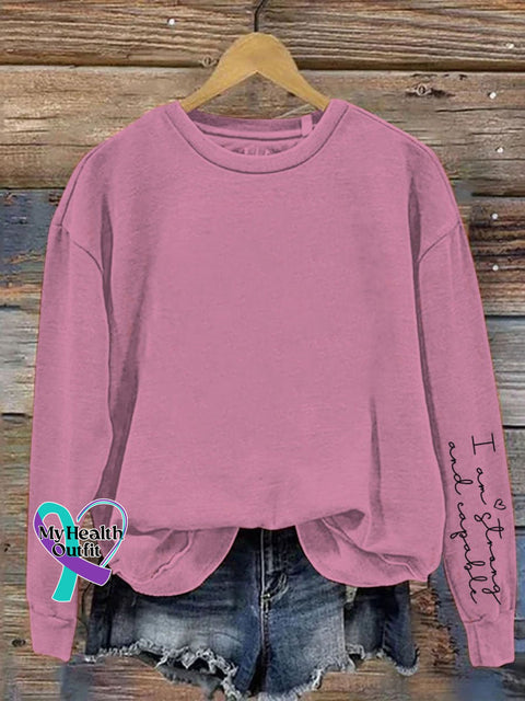 I Am Strong And Capable Positive Affirmations Art Pattern Print Casual Sweatshirt Pink / S