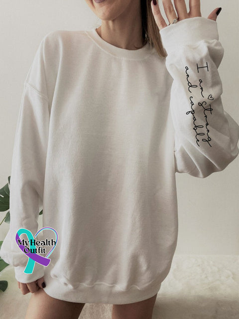I Am Strong And Capable Positive Affirmations Art Pattern Print Casual Sweatshirt White / S