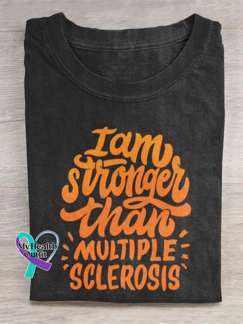 ’I Am Stronger Than Multiple Sclerosis’ Sclerosis Awareness Texts Graphic Printed T-Shirt Black / S