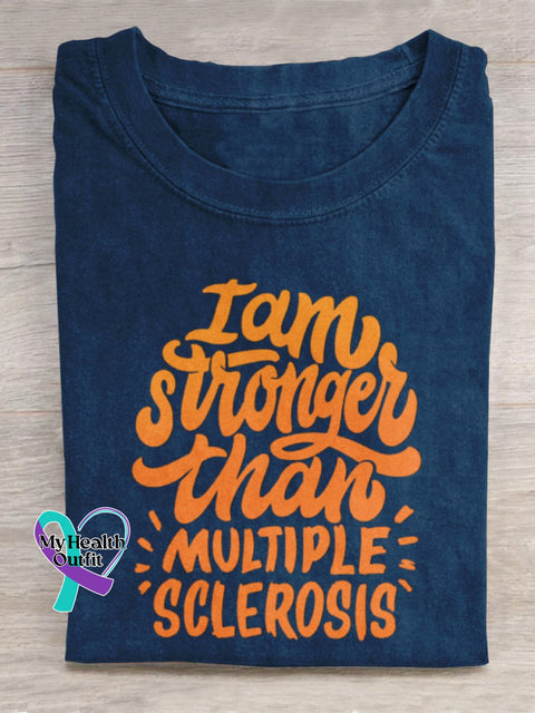 ’I Am Stronger Than Multiple Sclerosis’ Sclerosis Awareness Texts Graphic Printed T-Shirt Blue / S