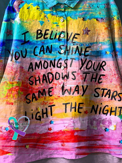 I Believe You Can Shine Art Print Casual Cotton And Linen Shirt