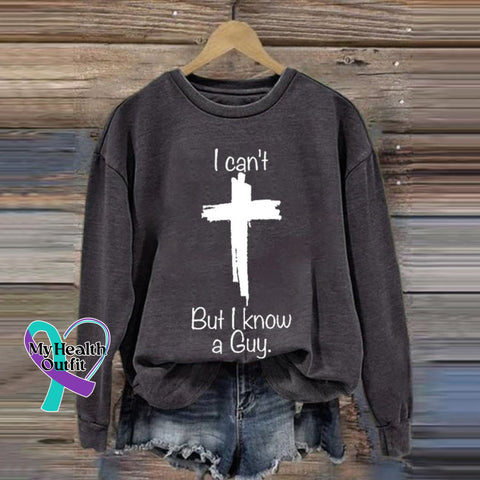 I Can’t But Know A Guy Printed Long Sleeve Sweatshirt Dark Gray / S