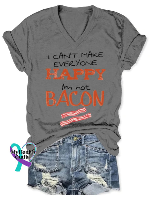I Can’t Make Everyone Happy I’m Not Bacon Art Print T-shirt Grey / S