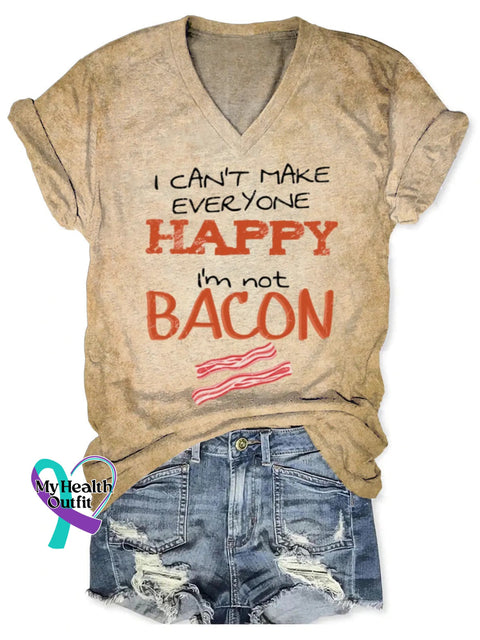 I Can’t Make Everyone Happy I’m Not Bacon Art Print T-shirt Khaki / S