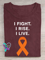 I Fight. I Rise. I Live. Multiple Sclerosis Awareness Print T-shirt Red / S