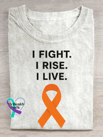 I Fight. I Rise. I Live. Multiple Sclerosis Awareness Print T-shirt White / S