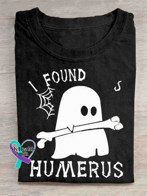 I Found Humerus Funny Ghost Art Print T-shirt Black / S