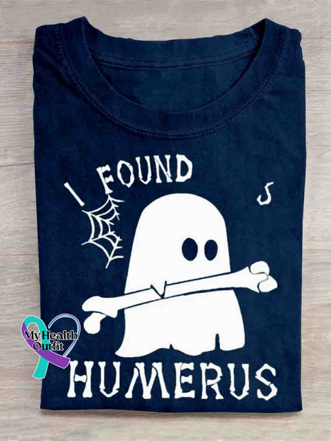I Found Humerus Funny Ghost Art Print T-shirt Blue / S