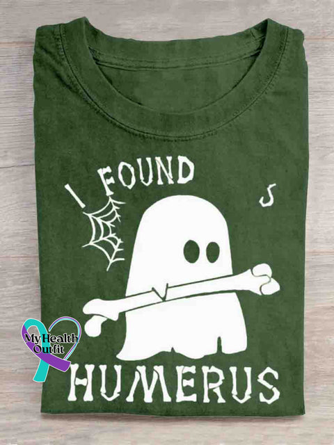 I Found Humerus Funny Ghost Art Print T-shirt Green / S