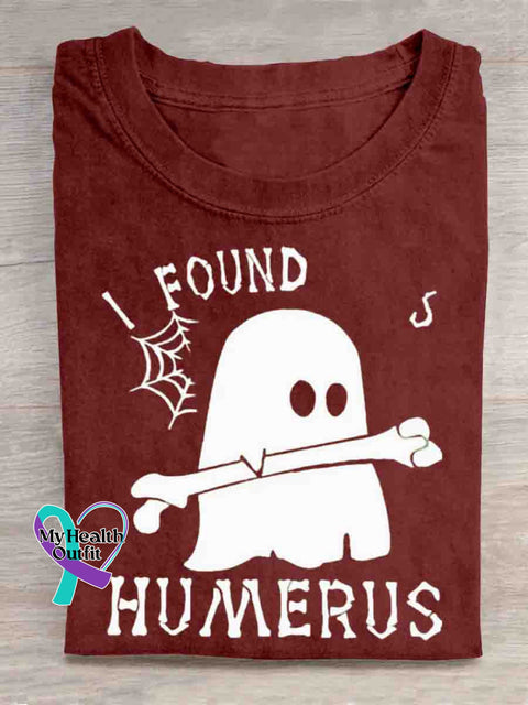 I Found Humerus Funny Ghost Art Print T-shirt Red / S