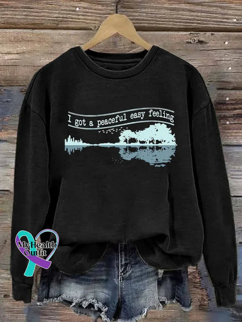 I Got A Peaceful Easy Feeling Art Print Casual Sweatshirt Black / S