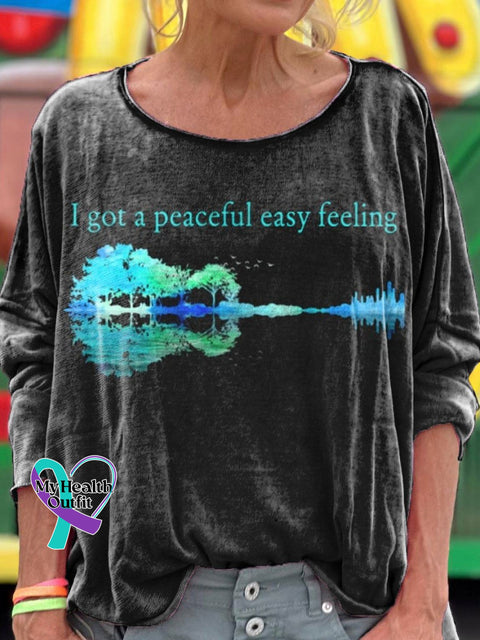 I Got A Peaceful Pattern Long Sleeve T-Shirt Black / S