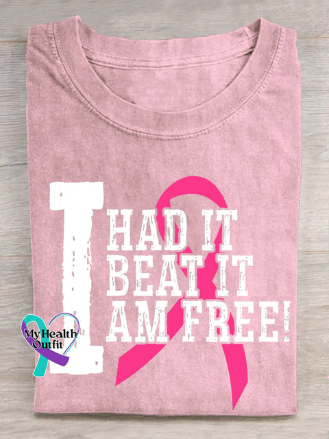 I HAD IT BEAT IT AM FREE Breast Cancer Awareness Pink Ribbon T-shirt LightPink / S