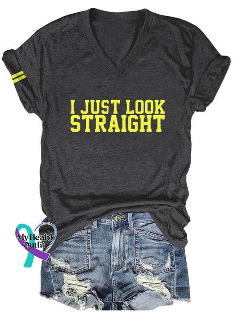 I Just Look Straight Lgbt Art Print Casual T-Shirt Black / S
