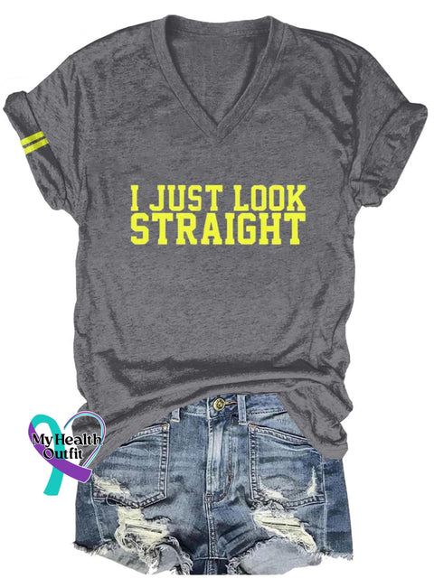 I Just Look Straight Lgbt Art Print Casual T-Shirt Grey / S