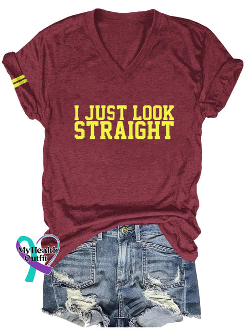 I Just Look Straight Lgbt Art Print Casual T-Shirt Maroon / S
