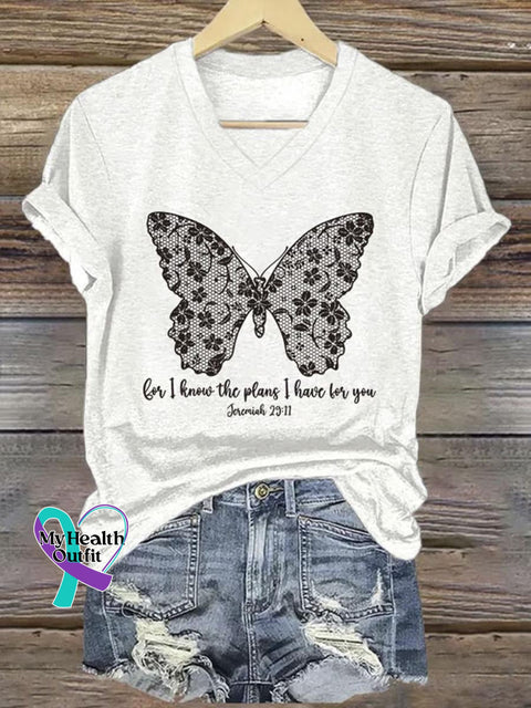 I Know The Plans I Have For You Art Print V-neck Casual T-Shirt White / S