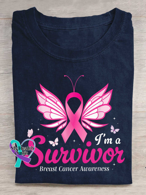 I ’m A Survivor Breast Cancer Awareness T-shirt Blue / S