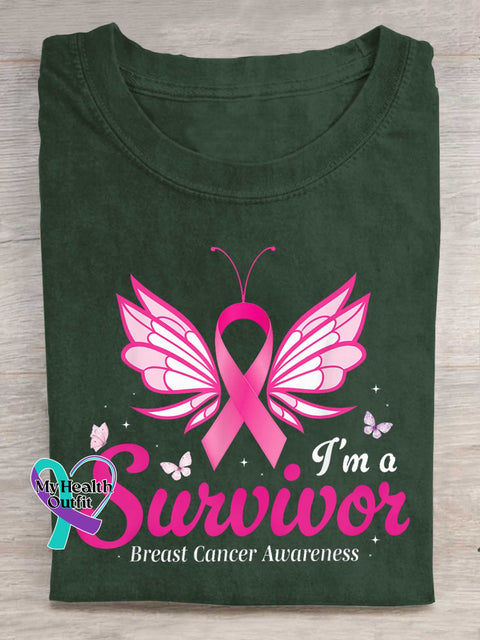 I ’m A Survivor Breast Cancer Awareness T-shirt Green / S