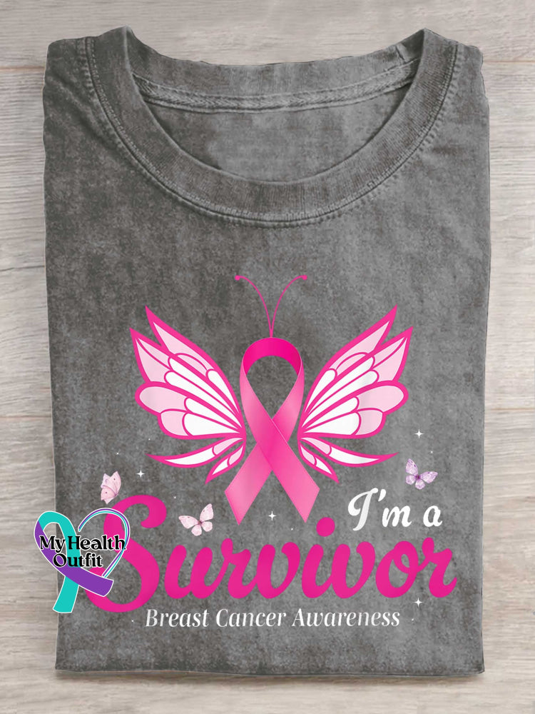 I ’m A Survivor Breast Cancer Awareness T-shirt Grey / S