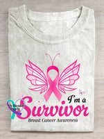 I ’m A Survivor Breast Cancer Awareness T-shirt White / S