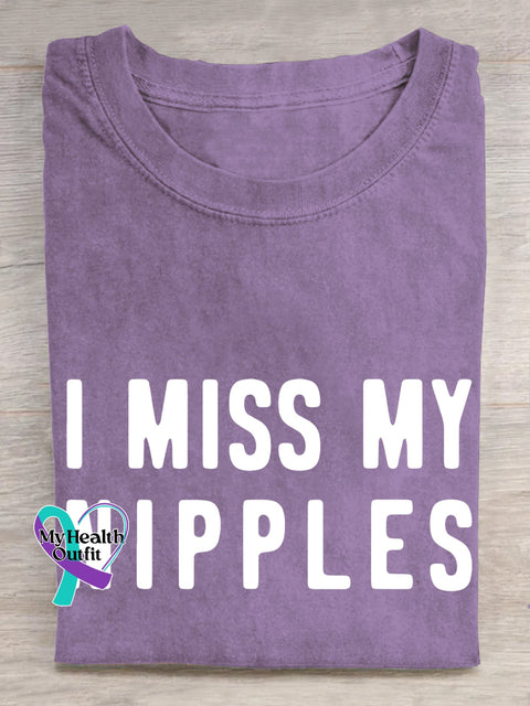 I MISS MY NIPPLES Breast Cancer Awareness T shirt Purple / S