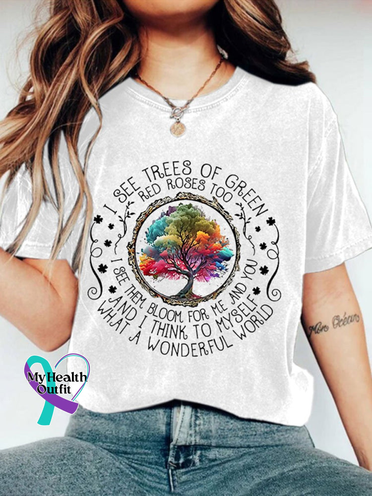 I See Trees Of Green Let It Be Print T-Shirt White / S