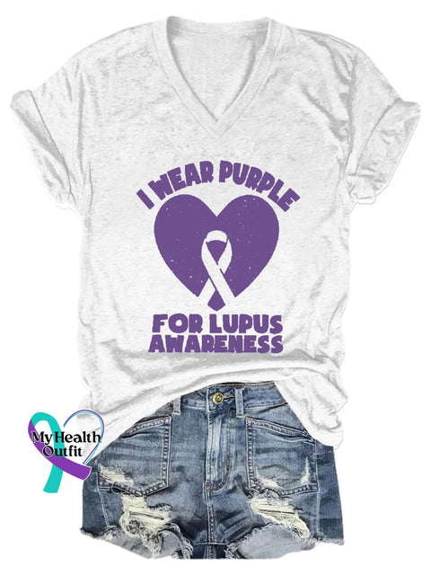 I Wear Purple For Lupus Awareness Art Print Casual T-Shirt White / S