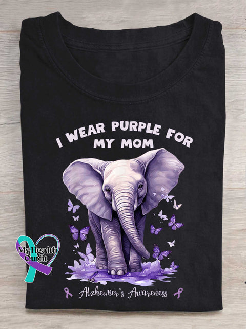 I WEAR PURPLE FOR MY MOM Alzheimer’s Awareness T-shirt Black / S