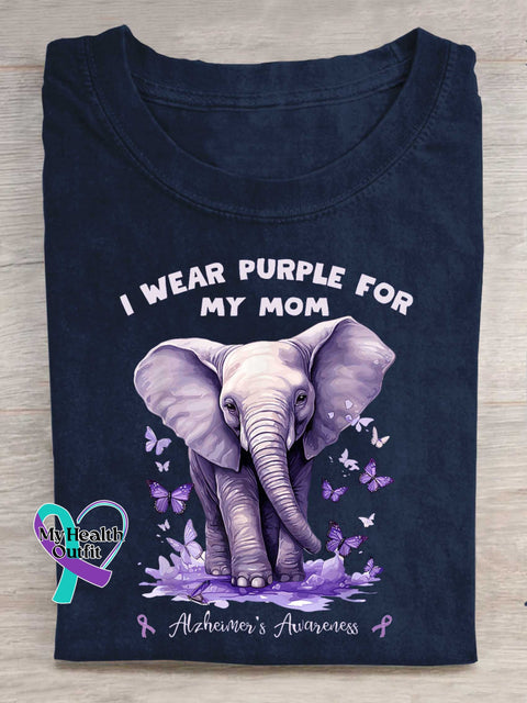 I WEAR PURPLE FOR MY MOM Alzheimer’s Awareness T-shirt Blue / S